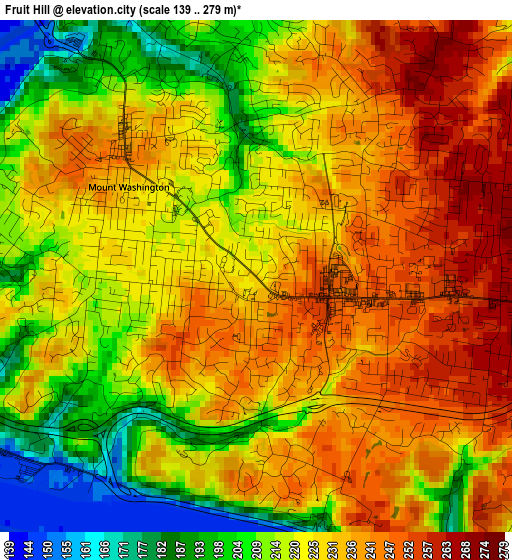 Fruit Hill elevation map