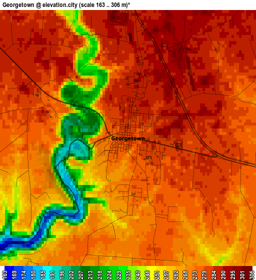 Georgetown elevation map