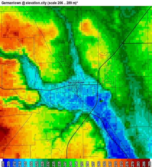 Germantown elevation map