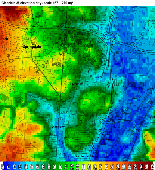 Glendale elevation map