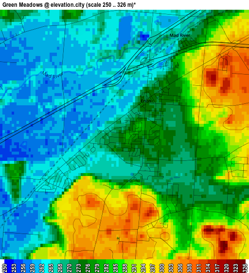 Green Meadows elevation map