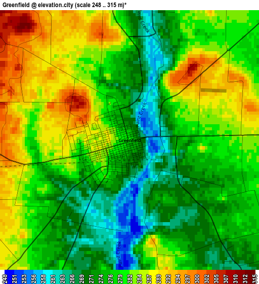 Greenfield elevation map