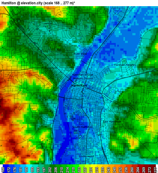 Hamilton elevation map