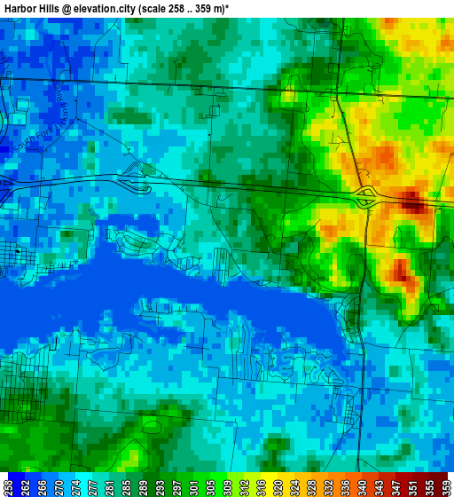 Harbor Hills elevation map