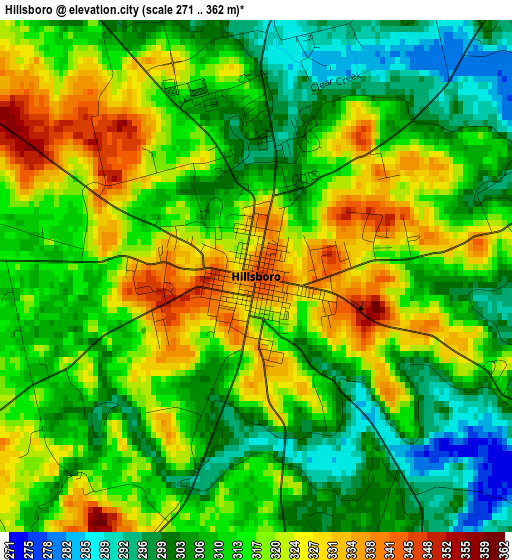 Hillsboro elevation map