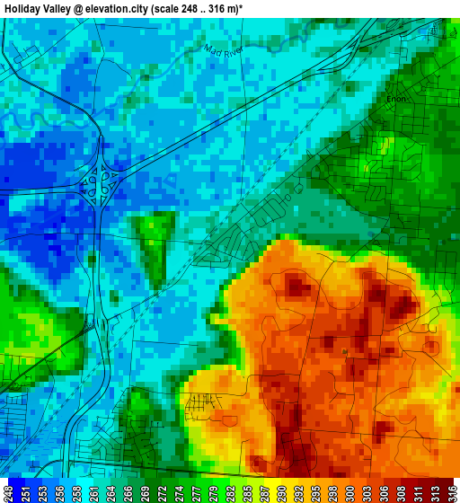 Holiday Valley elevation map