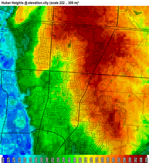 Huber Heights elevation map