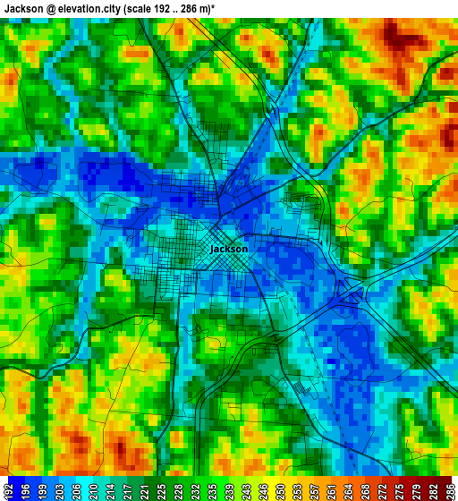 Jackson elevation map