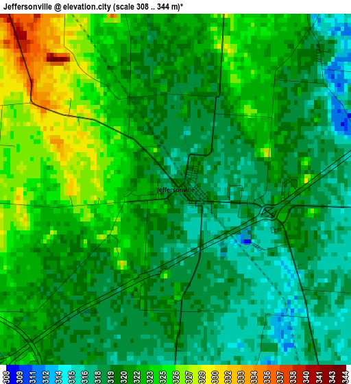 Jeffersonville elevation map
