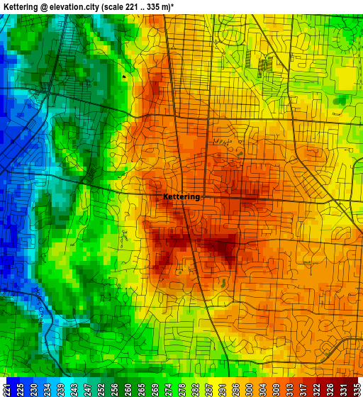 Kettering elevation map