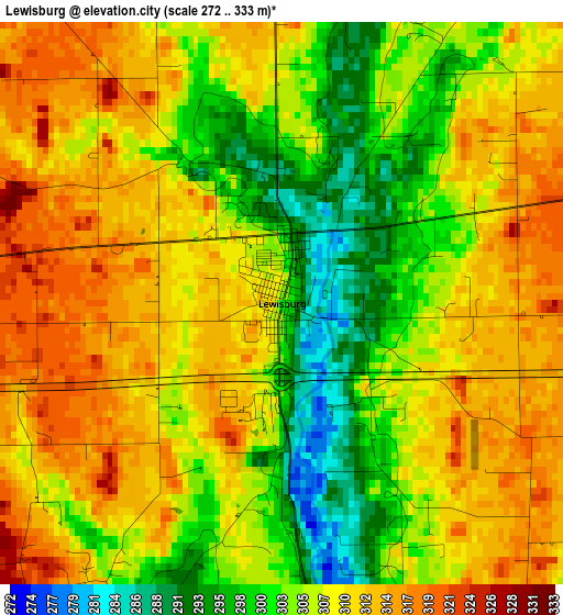 Lewisburg elevation map