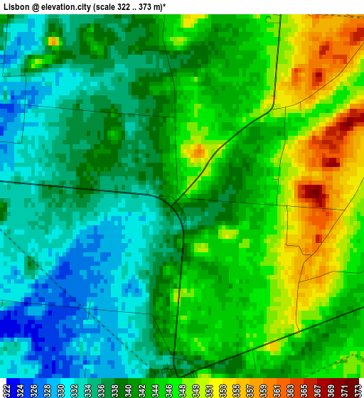 Lisbon elevation map