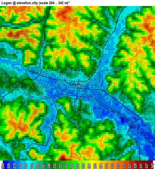 Logan elevation map