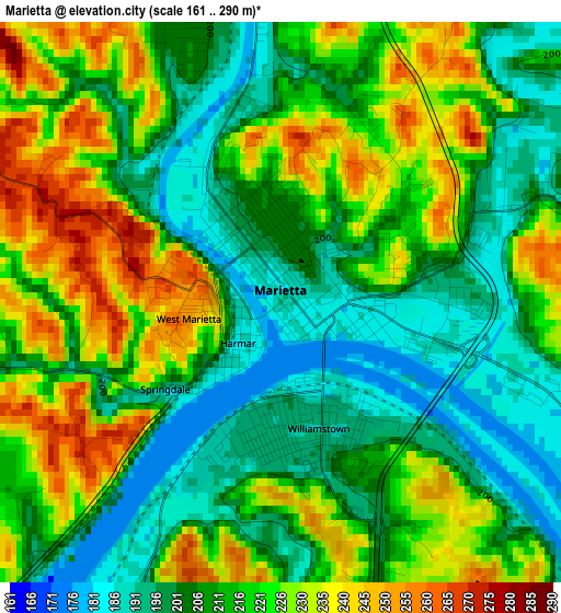 Marietta elevation map