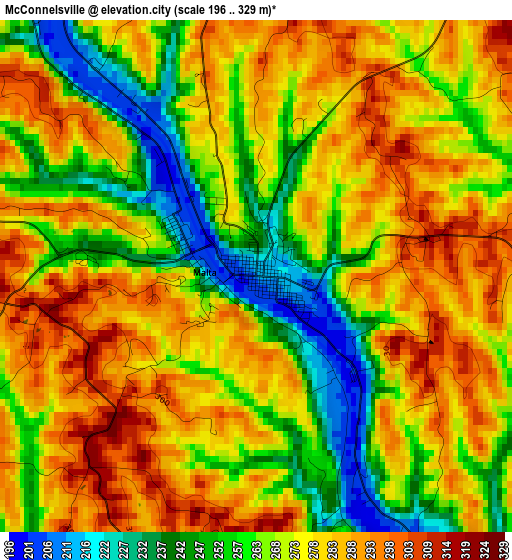 McConnelsville elevation map