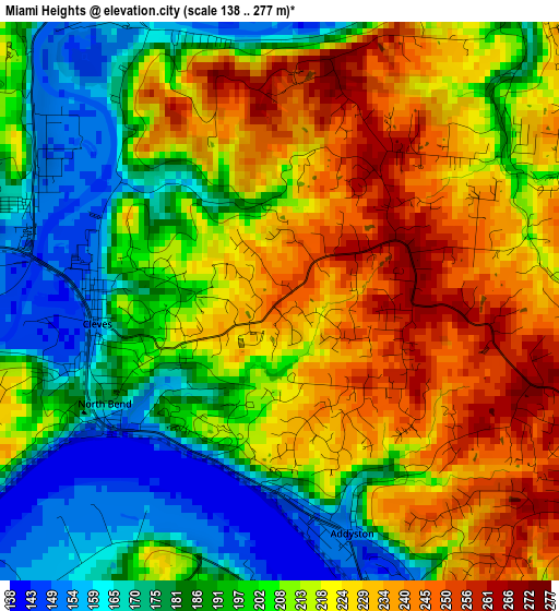 Miami Heights elevation map