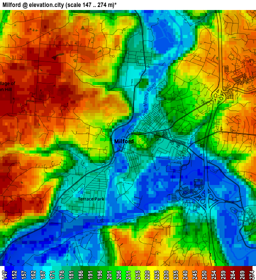 Milford elevation map