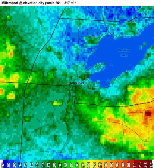 Millersport elevation map