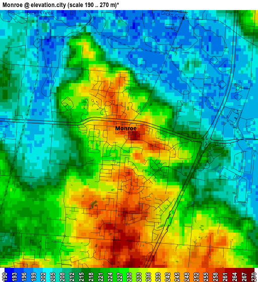 Monroe elevation map