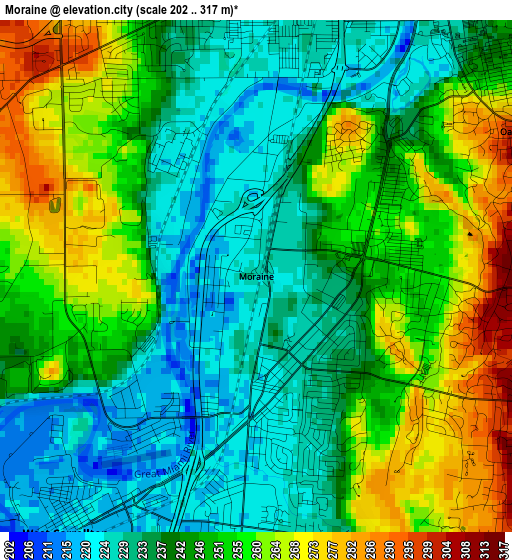 Moraine elevation map