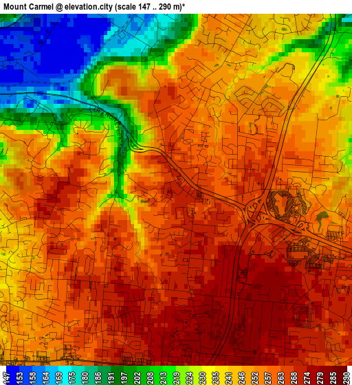 Mount Carmel elevation map