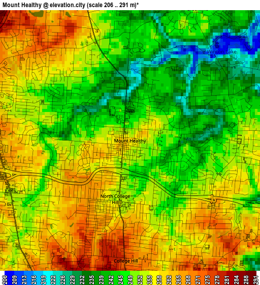 Mount Healthy elevation map