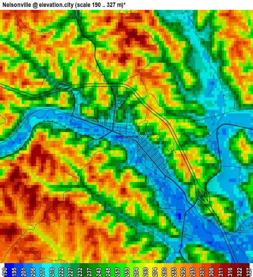 Nelsonville elevation map