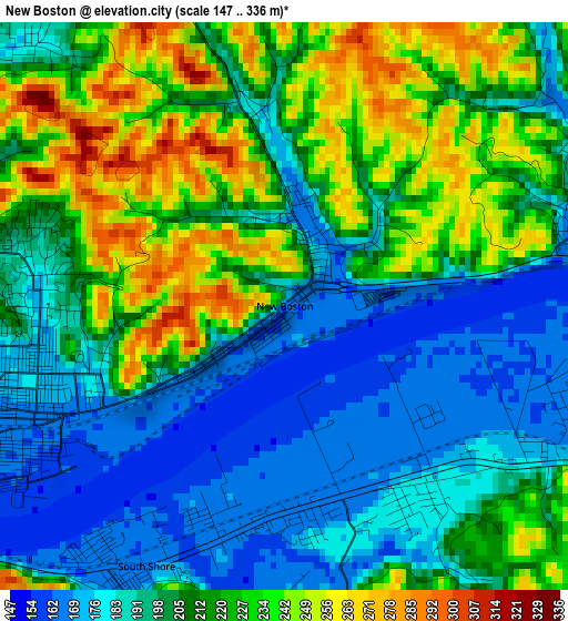 New Boston elevation map