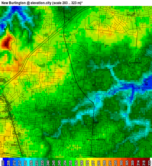 New Burlington elevation map