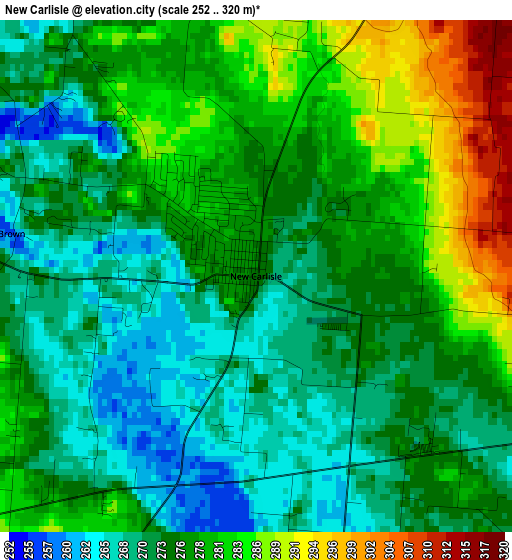 New Carlisle elevation map