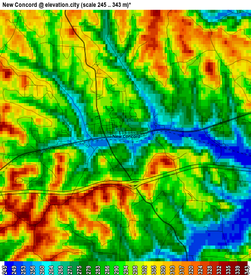 New Concord elevation map