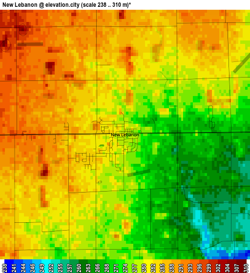 New Lebanon elevation map