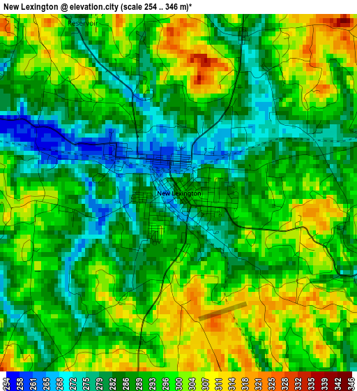 New Lexington elevation map