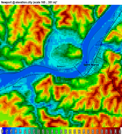 Newport elevation map