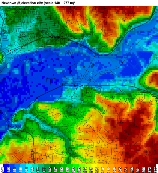 Newtown elevation map