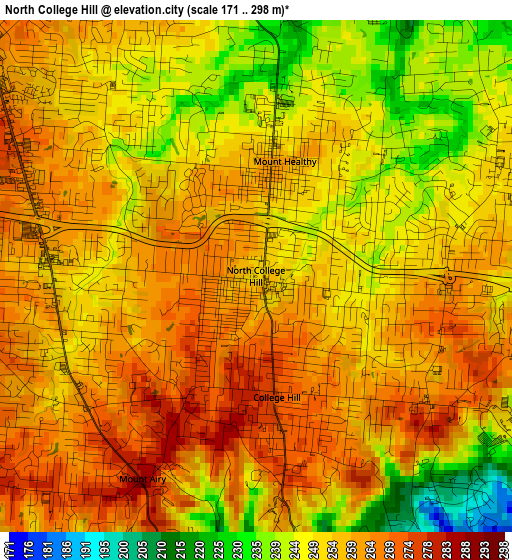 North College Hill elevation map