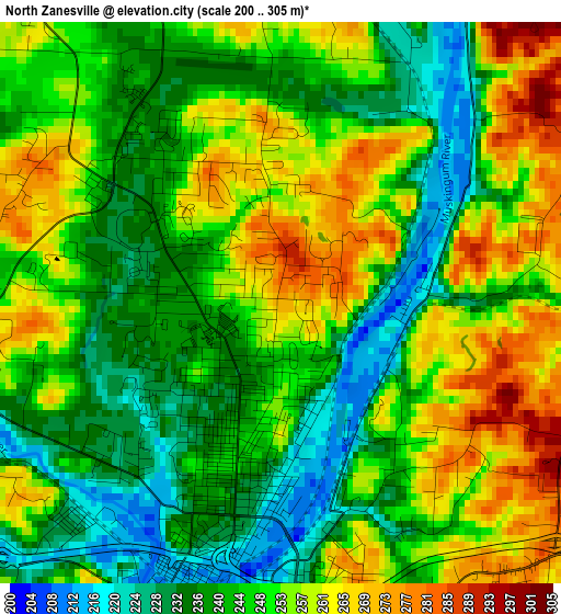 North Zanesville elevation map