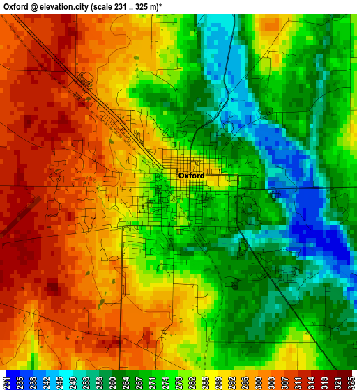 Oxford elevation map