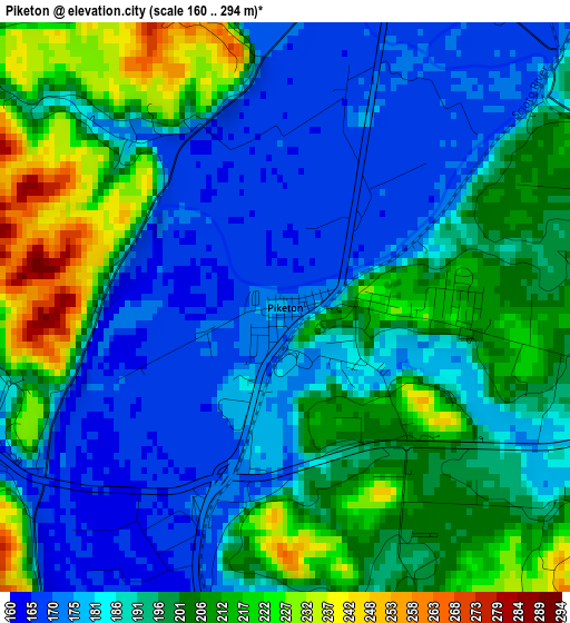 Piketon elevation map