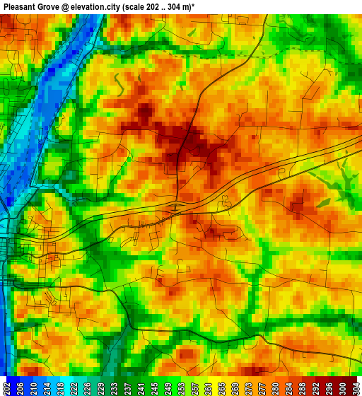 Pleasant Grove elevation map