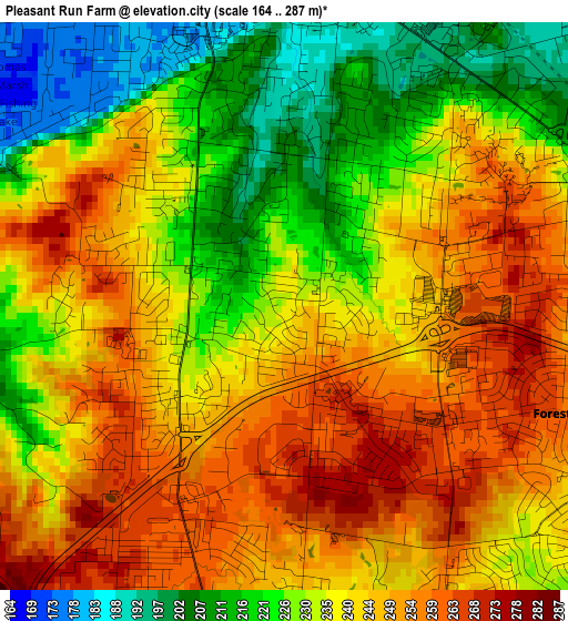 Pleasant Run Farm elevation map