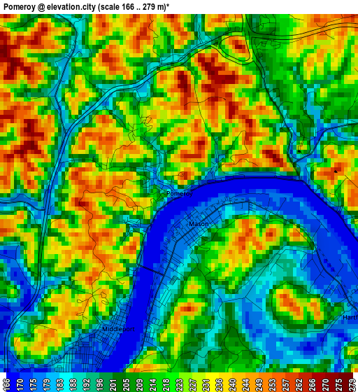 Pomeroy elevation map