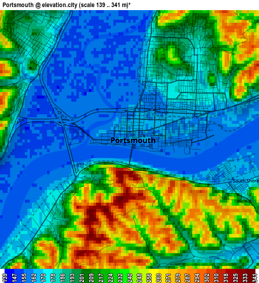 Portsmouth elevation map