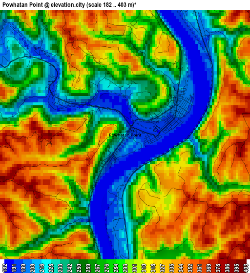 Powhatan Point elevation map