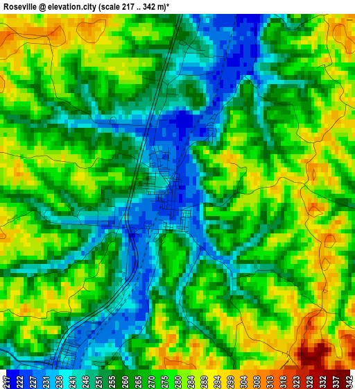 Roseville elevation map