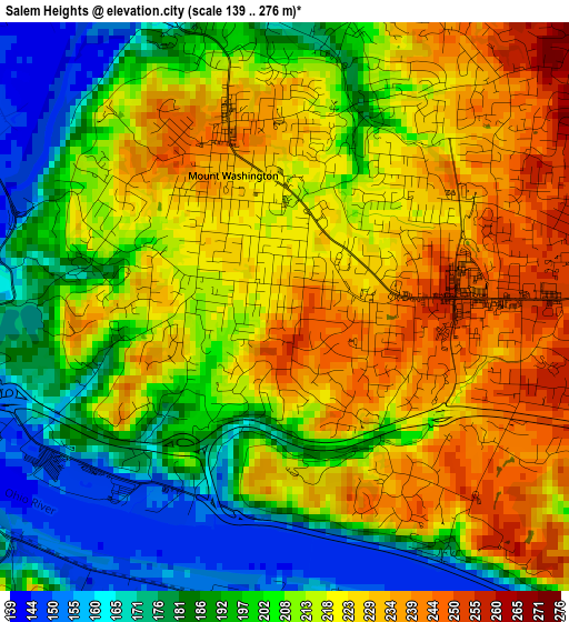 Salem Heights elevation map