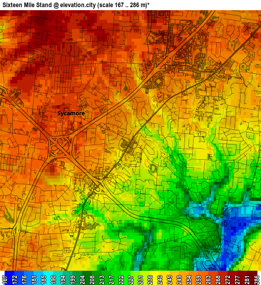 Sixteen Mile Stand elevation map