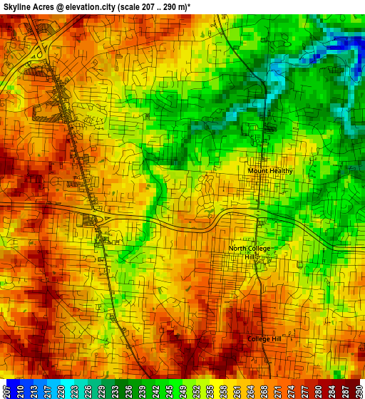 Skyline Acres elevation map