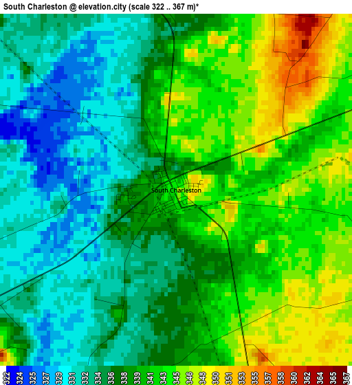 South Charleston elevation map