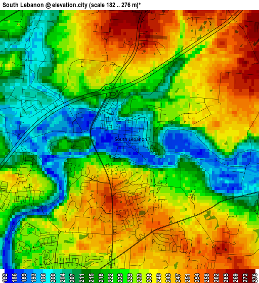 South Lebanon elevation map